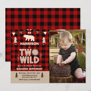 Invitation d'anniversaire sauvage bûcheron deux sa