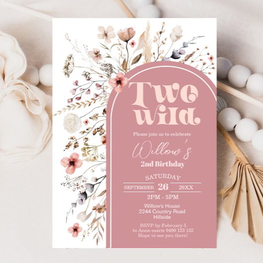 Invitation d'anniversaire sauvage fleur sauvage de