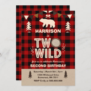 Invitation d'anniversaire sauvage Lumberjack Deux 