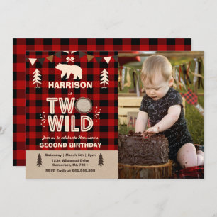 Invitation d'anniversaire sauvage Lumberjack Deux 