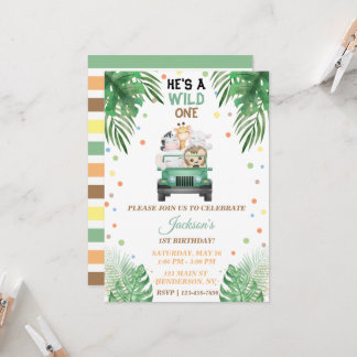 Invitation d'anniversaire sauvage Safari Animaux