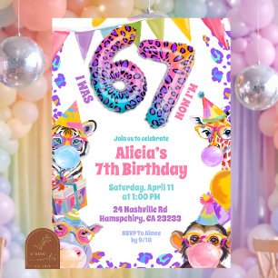 Invitation d'anniversaire sauvage Safari Coloré 67