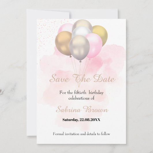 Invitation d'anniversaire "Sauvez la date" (Devant)