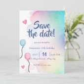 Invitation d'anniversaire "Sauvez la date" (Debout devant)