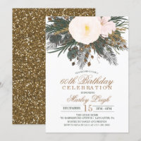 Invitation d'anniversaire scintillante florale d'h