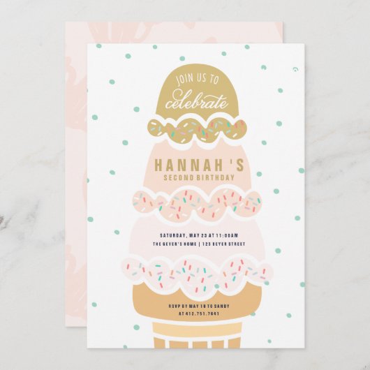 INVITATION D'ANNIVERSAIRE - SCOOPS DE CORNET DE (Devant / Derrière)