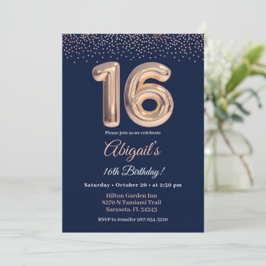 Invitation d'anniversaire seize ans, fête d'annive (Debout devant)