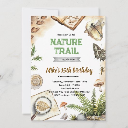 Invitation d'anniversaire Sentier de la Nature (Devant)