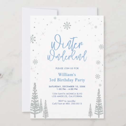 Invitation d'anniversaire Silver Boy - Winter Wond (Devant)