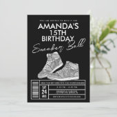 Invitation d'anniversaire Silver Sneaker Ball (Debout devant)