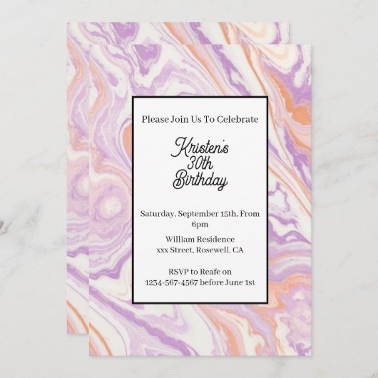 Invitation d'anniversaire simple (Devant / Derrière)