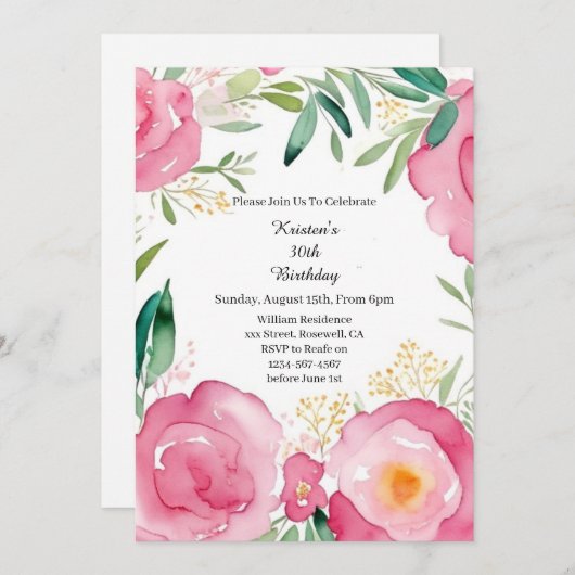 Invitation d'anniversaire simple (Devant / Derrière)