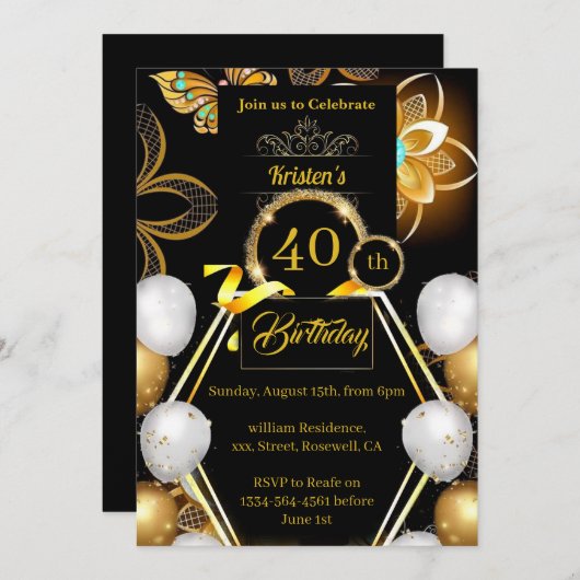 Invitation d'anniversaire simple (Devant / Derrière)