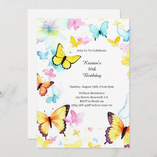 Invitation d'anniversaire simple (Devant / Derrière)