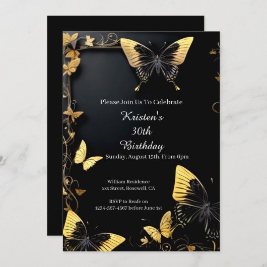 Invitation d'anniversaire simple (Devant / Derrière)