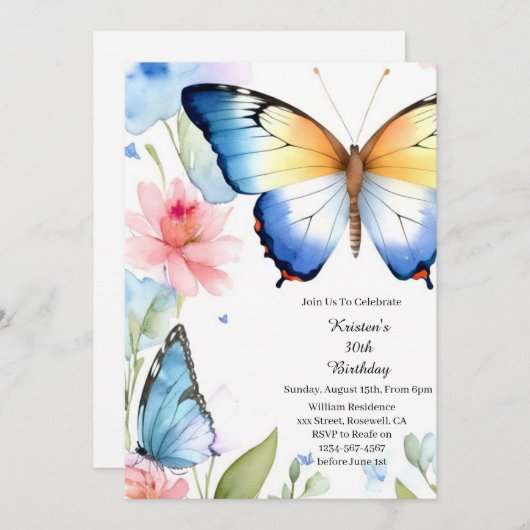 Invitation d'anniversaire simple (Devant / Derrière)