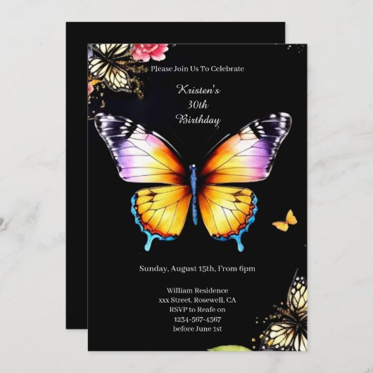 Invitation d'anniversaire simple (Devant / Derrière)