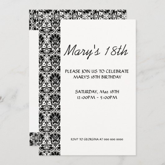 Invitation d'anniversaire simple blanc (Devant / Derrière)