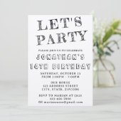 Invitation d'anniversaire simple en noir et blanc (Debout devant)