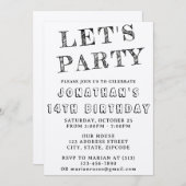 Invitation d'anniversaire simple en noir et blanc (Devant / Derrière)