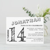 Invitation d'anniversaire simple en noir et blanc  (Debout devant)