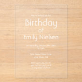Invitation d'anniversaire simple et transparente m (Recto)