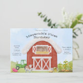 Invitation d'anniversaire Simple Farm Fun 1er anni (Debout devant)
