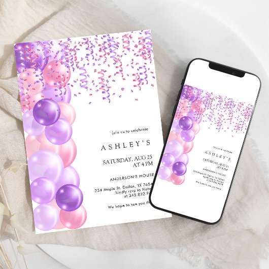 Invitation d'anniversaire simple minimaliste avec