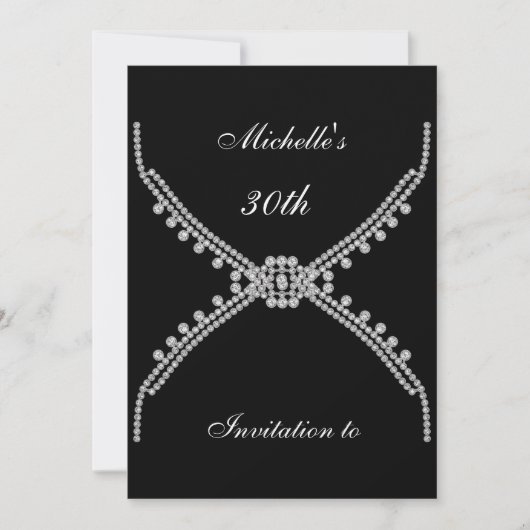 Invitation d'anniversaire simple noir (Devant)