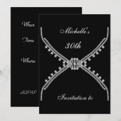 Invitation d'anniversaire simple noir (Devant / Derrière)