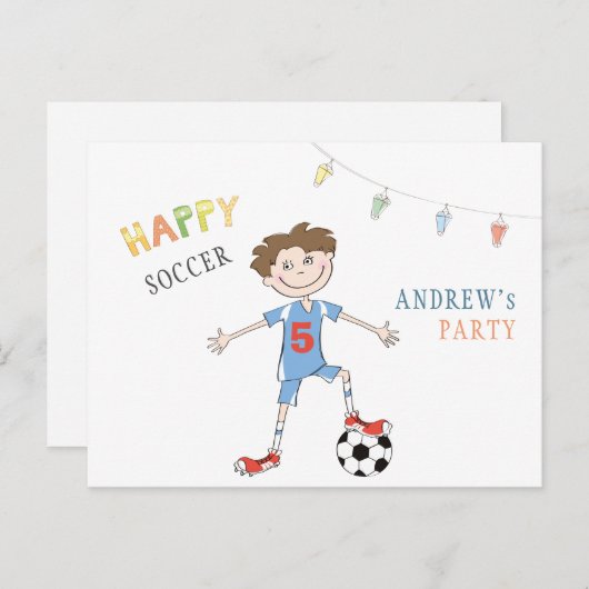 Invitation d'anniversaire simple pour un garçon de (Devant / Derrière)