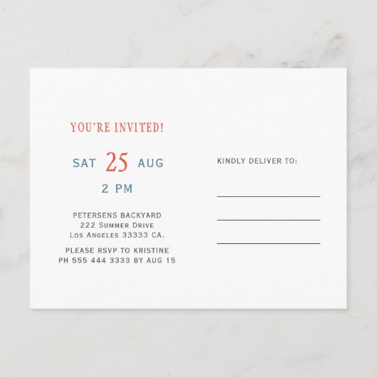 Invitation d'anniversaire simple pour un garçon de (Dos)