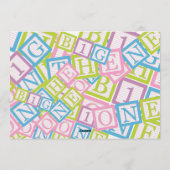 Invitation d'anniversaire simple thème Blocs Class (Dos)