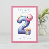 Invitation d'anniversaire simpliste pour deux ans (Debout devant)