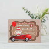 Invitation d'anniversaire Singe Chaussette (Debout devant)