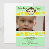 Invitation d'anniversaire SINGE MIGNON *PHOTO* (Devant / Derrière)