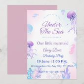 Invitation d'anniversaire sirène (Devant / Derrière)
