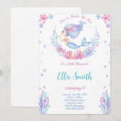 Invitation d'anniversaire sirène (Devant / Derrière)