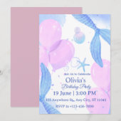 Invitation d'anniversaire sirène (Devant / Derrière)