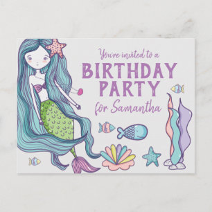 Invitation d'anniversaire sirène