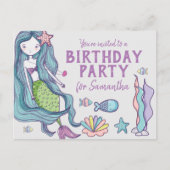 Invitation d'anniversaire sirène (Devant)