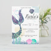 Invitation d'anniversaire Sirène à imprimer (Debout devant)