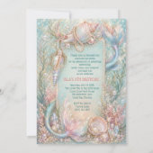 Invitation d'anniversaire Sirène Ancre Perle Fla (Dos)