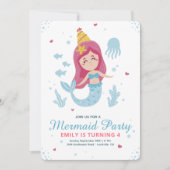 Invitation d'anniversaire sirène, Anniversaire sou (Devant)
