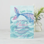 Invitation d'anniversaire sirène aquarelle (Debout devant)