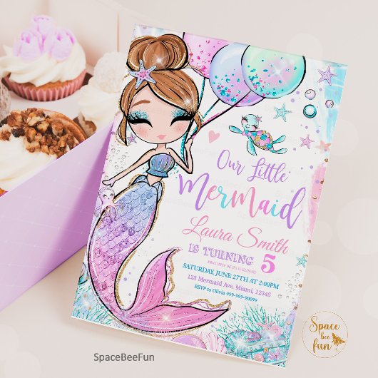Invitation d'anniversaire Sirène Invitation à une 