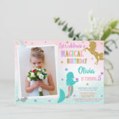 Invitation d'anniversaire Sirène Licorne avec phot (Debout devant)