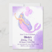 Invitation d'anniversaire sirène pour filles (Devant)