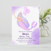 Invitation d'anniversaire sirène pour filles (Debout devant)
