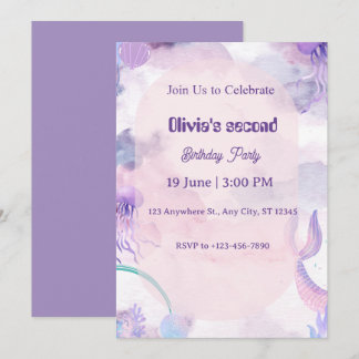 Invitation d'anniversaire sirène pour filles